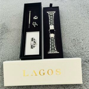 LAGOS Silver and Black Watch Band Set